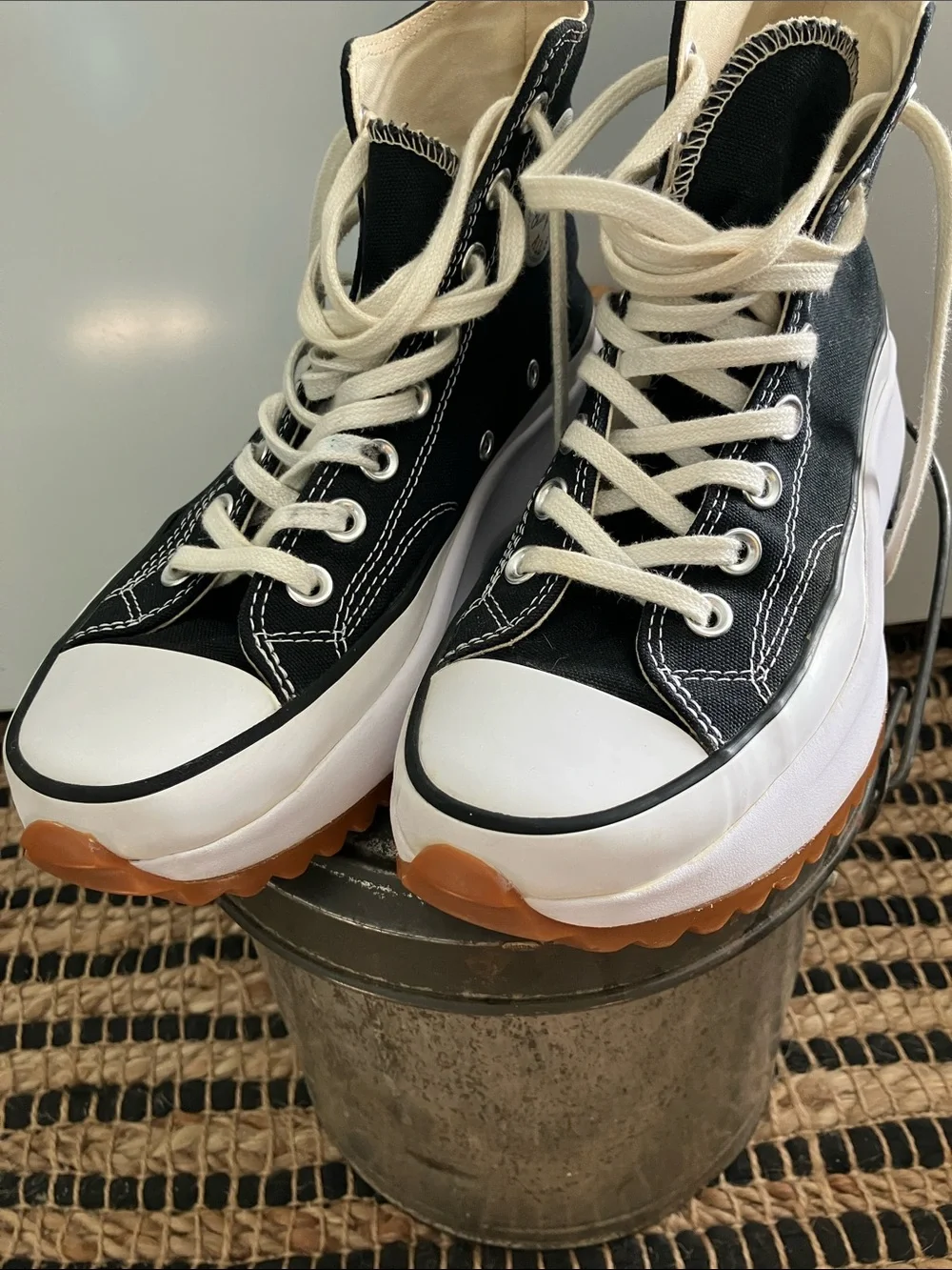 Converse Black and White High Top Platform Sneakers